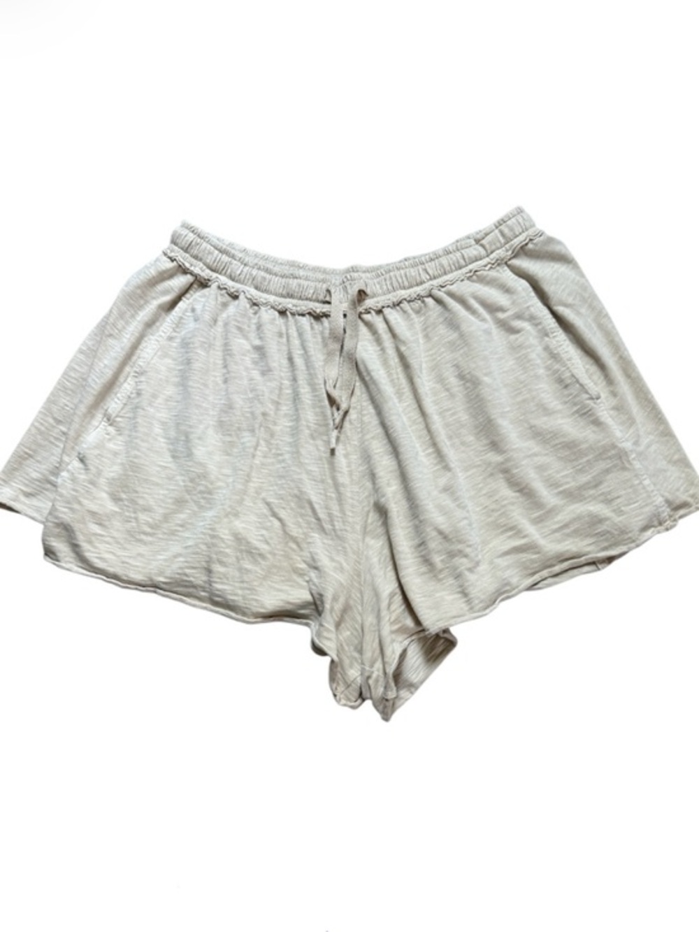 aerie Oatmeal‎ Beige Textured Drawstring Shorts Size Small